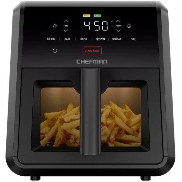 Chefman Air Fryer TurboFry 7-Qt, 6-in-1 High-Powered 450°F Cooking for Crispier Results, Compact Space-Saving Design, Air Fry, Bake, Broil, Reheat, Dehydrate, Defrost, Fast &... Chefman Air Fryer TurboFry 7-Qt, 6-in-1 High-Powered 450°F Cooking for Crispier Results, Compact Space-Saving Design, Air Fry, Bake, Broil, Reheat, Dehydrate, Defrost, Fast &...