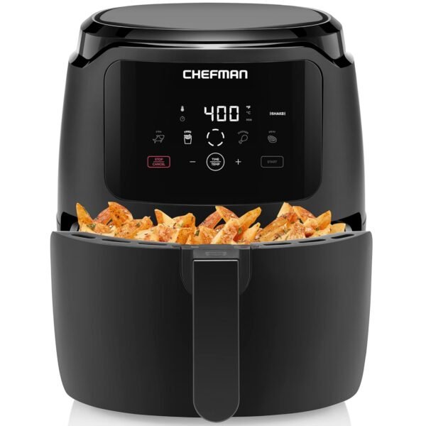 Chefman Digital Air Fryer, Large 5 Qt Family Size, One Touch Digital Control Presets, French Fries, Chicken, Meat, Fish, Nonstick Dishwasher-Safe Parts, Automatic Shutoff, Black Chefman Digital Air Fryer, Large 5 Qt Family Size, One Touch Digital Control Presets, French Fries, Chicken, Meat, Fish, Nonstick Dishwasher-Safe Parts, Automatic Shutoff, Black