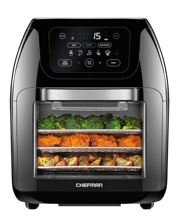 CHEFMAN Multifunctional Digital Air Fryer+ Rotisserie, Dehydrator, Convection Oven, 17 Touch Screen Presets Fry, Roast, Dehydrate, Bake, XL 10L Family Size, Auto Shutoff, Large...