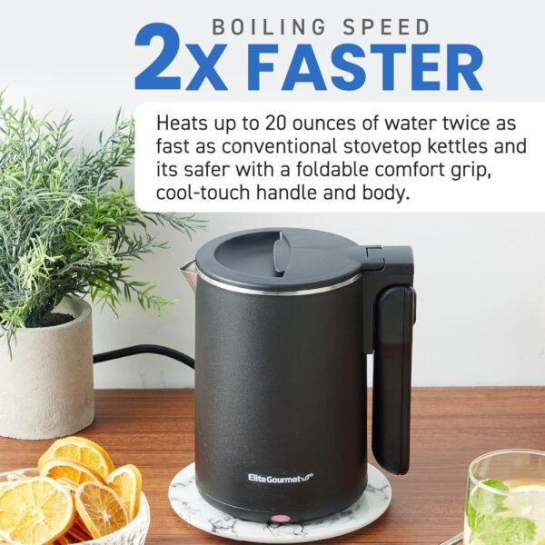 Compact Dual Voltage Electric Kettle Review Elite Gourmet EKT719 Fast Boil Design