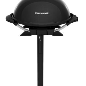George Foreman Indoor/Outdoor Electric Patio Grill, Apartment Approved, 15-Serving, Removable Stand, Black