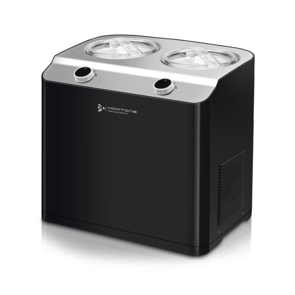 Homtone 2 Flavor Ice Cream Maker,Automatic Compressor Ice Cream Maker Machine with 2 Bowls,2.6QT (2 x 1.3qt) No Pre Freezing, Electric Gelato Maker & Sorbet Maker, 3 Modes, Keep...