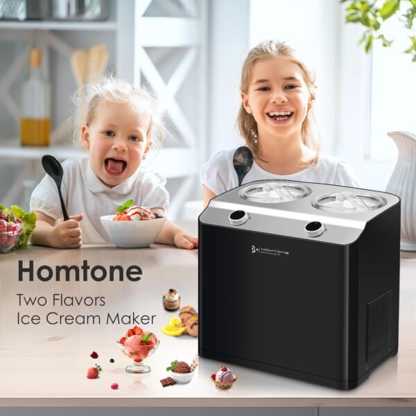 Homtone Ice Cream Maker Review Double Bowl Compressor Machine for Two Flavors