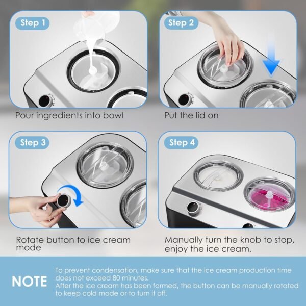 Homtone Ice Cream Maker Review Double Bowl Compressor Machine for Two Flavors