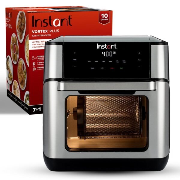 Instant Pot 10QT Air Fryer, 7-in-1 Functions with EvenCrisp Technology that Crisps, Broils, Bakes, Roasts, Dehydrates, Reheats & Rotisseries, Includes over 100 In-App Recipes,...