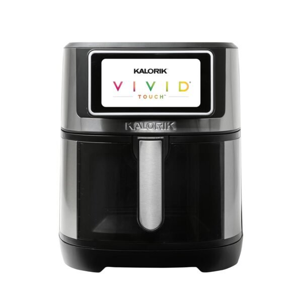 Kalorik Air Fryer VIVID TOUCH Series 7 Quart Capacity with High-Resolution Touchscreen 200 Cooking Presets in 12 Food Categories with View Window, 1500-Watts, Stainless Steel