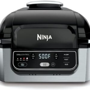 Ninja AG300 4-in-1 Indoor Grill with 4-Quart Air Fryer with Roast, Bake, and Cyclonic Grilling Technology