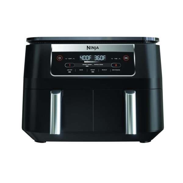 Ninja DZ090 6-Quart Dual-Zone 2-Basket Air Fryer - Roast, Bake, Dehydrate (Renewed)