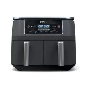 Ninja DZ201 Foodi 6-in-1 2-Basket Air Fryer with DualZone Technology, 8-Quart Capacity, and a Dark Grey Stainless Finish (Dark Grey Stainless) (Renewed)