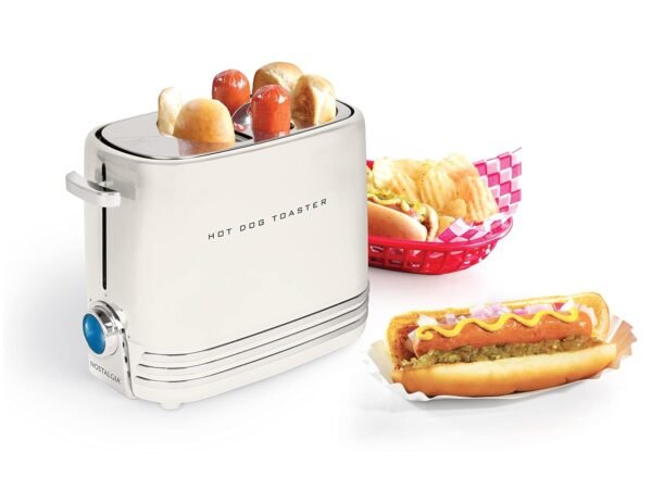 Nostalgia Pop-Up 2 Hot Dog and Bun Toaster With Mini Tongs, Works with Chicken, Turkey, Veggie Links, Sausages and Brats
