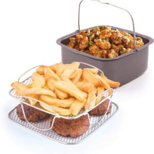 Nuwave 2pc Brio Air Fryer Cooking Accessory Kit, Reversible Rack and Baking Pan, Compatible with 3QT Brio Air Fryers or Larger Nuwave 2pc Brio Air Fryer Cooking Accessory Kit, Reversible Rack and Baking Pan, Compatible with 3QT Brio Air Fryers or Larger