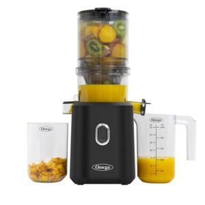 Omega Cold Press Juicer Time Saving Series Slow Masticating for Batch Juicing Vegetable and Fruit Juice Extractor with Extra Large Hopper for Less Prep, 150-Watts, Black