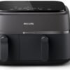 Philips Dual Basket Air Fryer 3000 Series, 8-in-1 functions, 9.5 Quarts, 2 Drawers, Auto-sync Cooking Time, 90% Less Fat, Rapid Air Technology, HomeID Recipe App, Dishwasher...