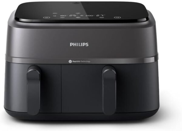 Philips Dual Basket Air Fryer 3000 Series, 8-in-1 functions, 9.5 Quarts, 2 Drawers, Auto-sync Cooking Time, 90% Less Fat, Rapid Air Technology, HomeID Recipe App, Dishwasher...