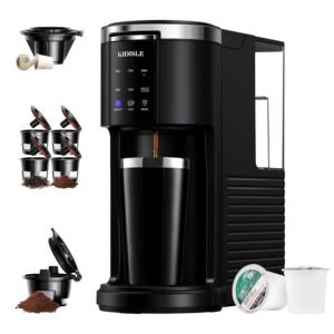 Single Serve Coffee Machine, 3 in 1 Pod Coffee Maker for K Cup Pods & Ground Coffee & Teas, 6 to 14oz Brew Sizes, with Stainless Steel Interior Thermal Travel Mug, Black Single Serve Coffee Machine, 3 in 1 Pod Coffee Maker for K Cup Pods & Ground Coffee & Teas, 6 to 14oz Brew Sizes, with Stainless Steel Interior Thermal Travel Mug, Black