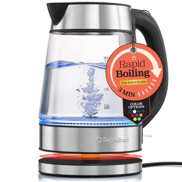Speed-Boil Electric Kettle For Coffee & Tea - 1.7L Water Boiler 1500W, Borosilicate Glass, Easy Clean Wide Opening, Auto Shut-Off, Cool Touch Handle, LED Light. 360° Rotation,... Speed-Boil Electric Kettle For Coffee & Tea - 1.7L Water Boiler 1500W, Borosilicate Glass, Easy Clean Wide Opening, Auto Shut-Off, Cool Touch Handle, LED Light. 360° Rotation,...