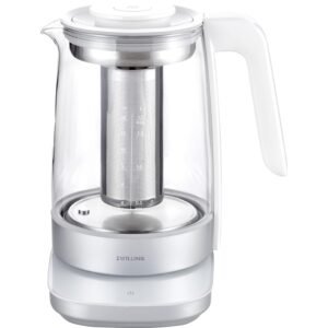 ZWILLING Enfinigy Glass Kettle 1.7L, Tea Kettle, 6 Preset Temps for the Perfect Cup, Tea Timer, Silver